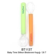 BabyTime Silikon Beslenme Kaşığı 2li - Turuncu Yeşil