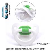 BabyTime Silikon Damaklı Mat Gövdeli Emzik 18+ Ay - Beyaz