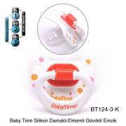 BabyTime Silikon Damaklı Mat Gövdeli Desenli Emzik 18+ Ay Kırmızı