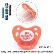 BabyTime Damaklı Koruyucu Kapaklı Mat Gövdeli Emzik 6-18 Ay - Turuncu