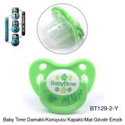 BabyTime Damaklı Koruyucu Kapaklı Mat Gövdeli Emzik 6-18 Ay - Yeşil