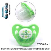 BabyTime Damaklı Koruyucu Kapaklı Mat Gövdeli Emzik 18+ Ay - Yeşil