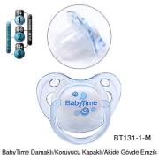 BabyTime Damaklı Koruyucu Kapaklı Akide Gövdeli Emzik 0-6 Ay - Mavi