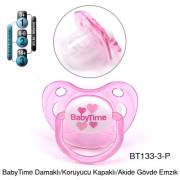 BabyTime Damaklı Koruyucu Kapaklı Akide Gövdeli Emzik 18+ Ay - Pembe