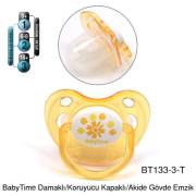 BabyTime Damaklı Koruyucu Kapaklı Akide Gövdeli Emzik 18+ Ay - Turuncu