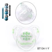 BabyTime Damaklı Koruyucu Kapaklı Şeffaf Gövdeli Emzik 0-6 Ay - Yeşil