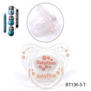 BabyTime Damaklı Koruyucu Kapaklı Şeffaf Gövdeli Emzik 18+ Ay - Turuncu