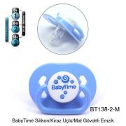 BabyTime Silikon Kiraz Uçlu Mat Gövdeli Emzik 6-18 Ay - Mavi
