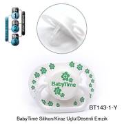 BabyTime Silikon Kiraz Uçlu Mat Gövdeli Desenli Emzik 0-6 Ay - Yeşil