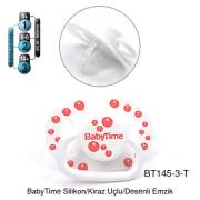 BabyTime Silikon Kiraz Uçlu Mat Gövdeli Desenli Emzik 18+ Ay - Turuncu