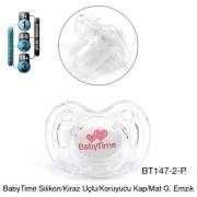 BabyTime Kiraz Uçlu Koruyucu Kapaklı Şeffaf Gövdeli Emzik 6-18 Ay - Pembe